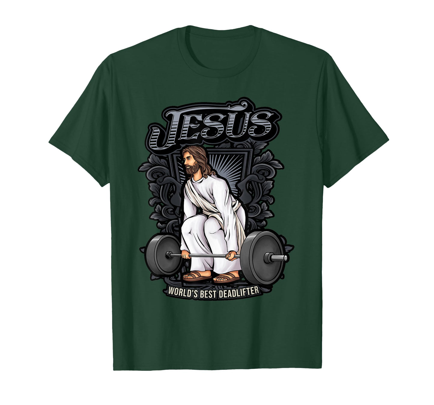 Christian Gifts by Alexis Mae Funny Jesus Weight Lifting Graphic Christian Pun Gym Gag T-Shirt