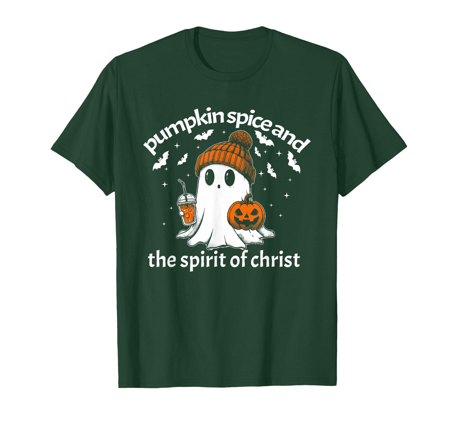 Pumpkin Spice and The Spirit of Christ Funny Ghost Halloween T-Shirt