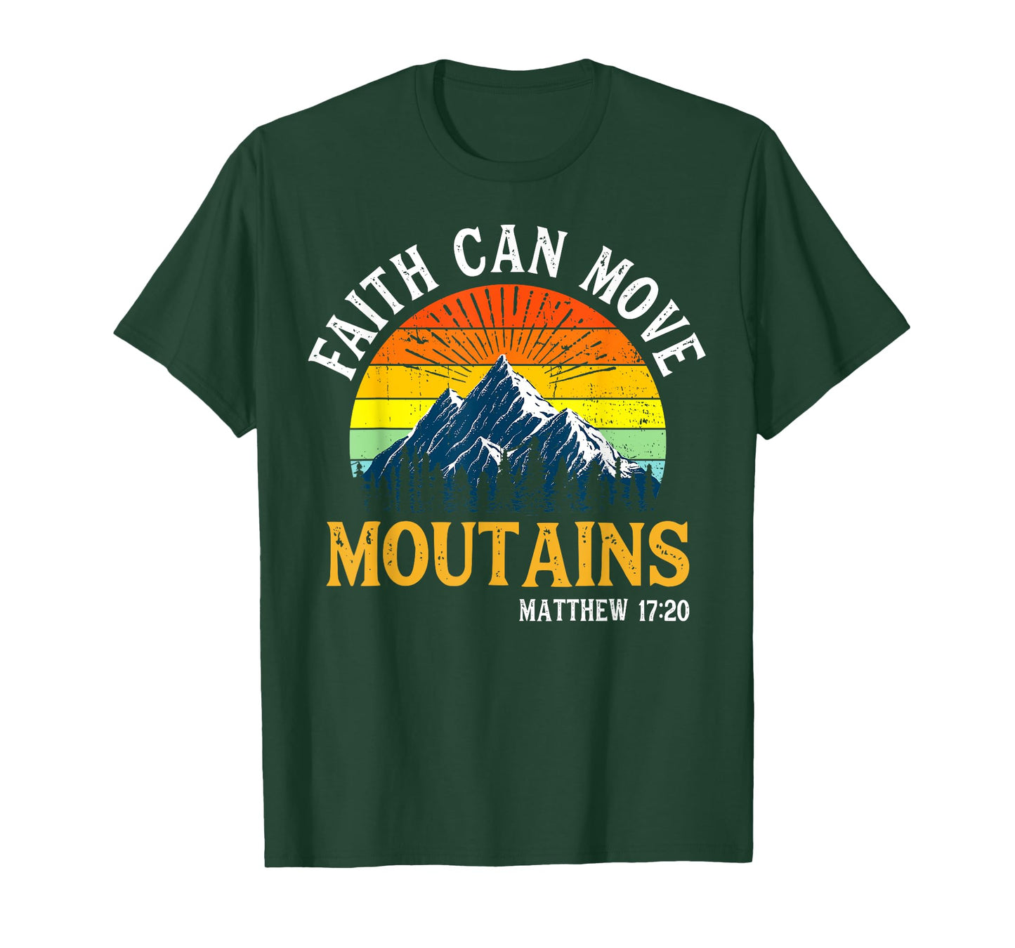Faith Can Move Moutains Christian Men Women Kids Vintage T-Shirt