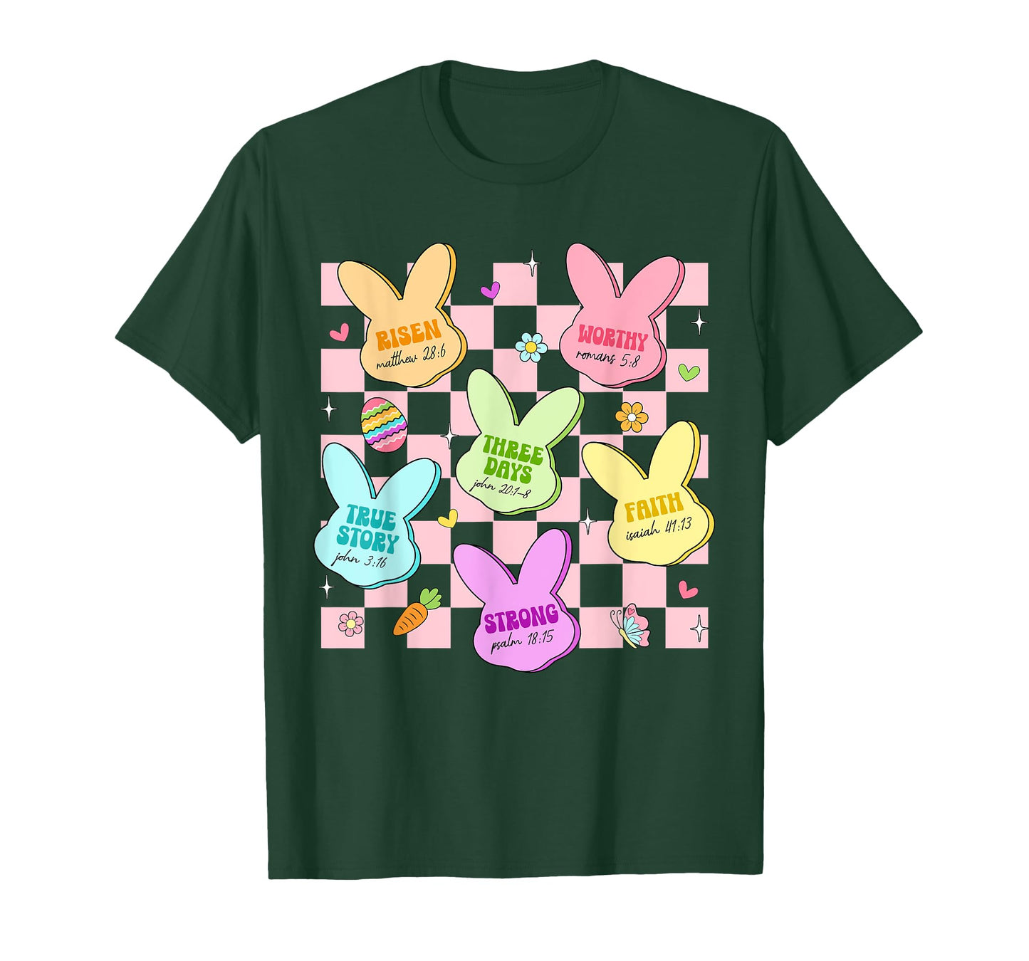Easter Bunny Candy Bible Christian Easter Day Women Girl Kid T-Shirt