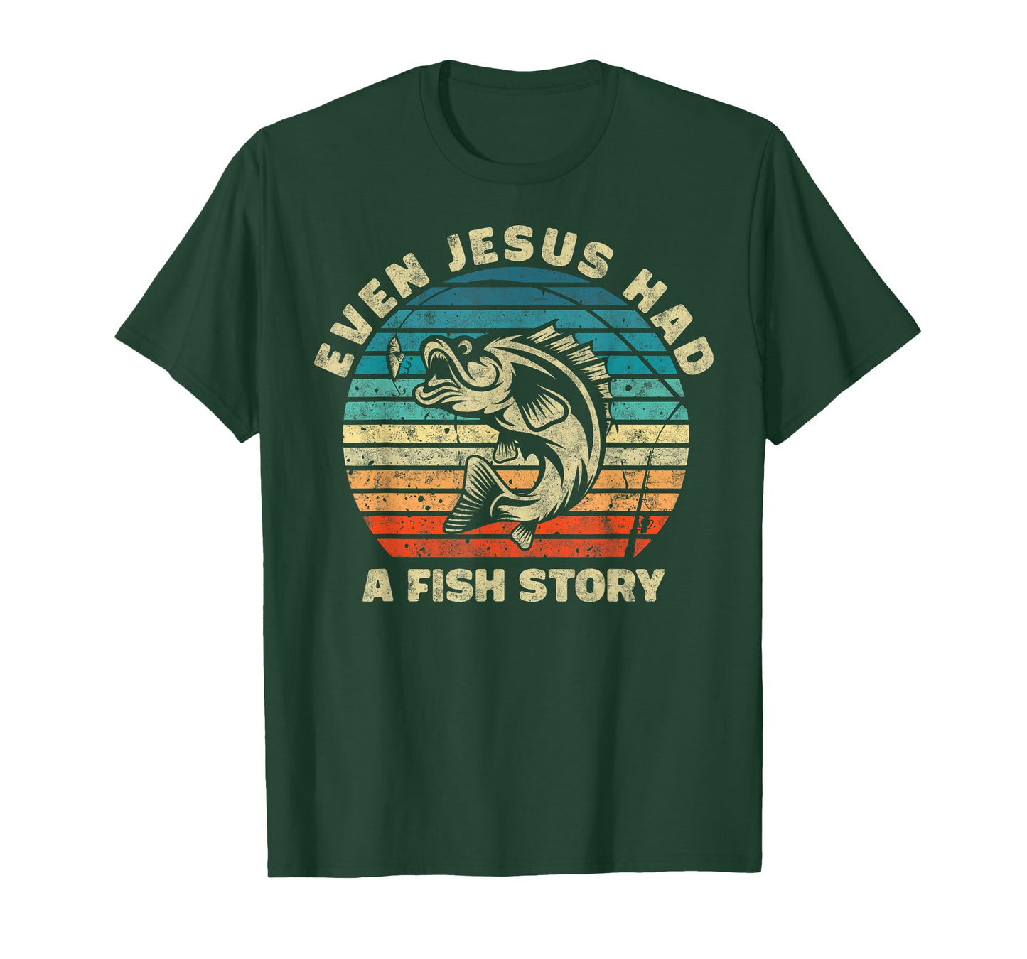 Even Jesus Has a Fish Story Christian Fisherman Funny Retro T-Shirt