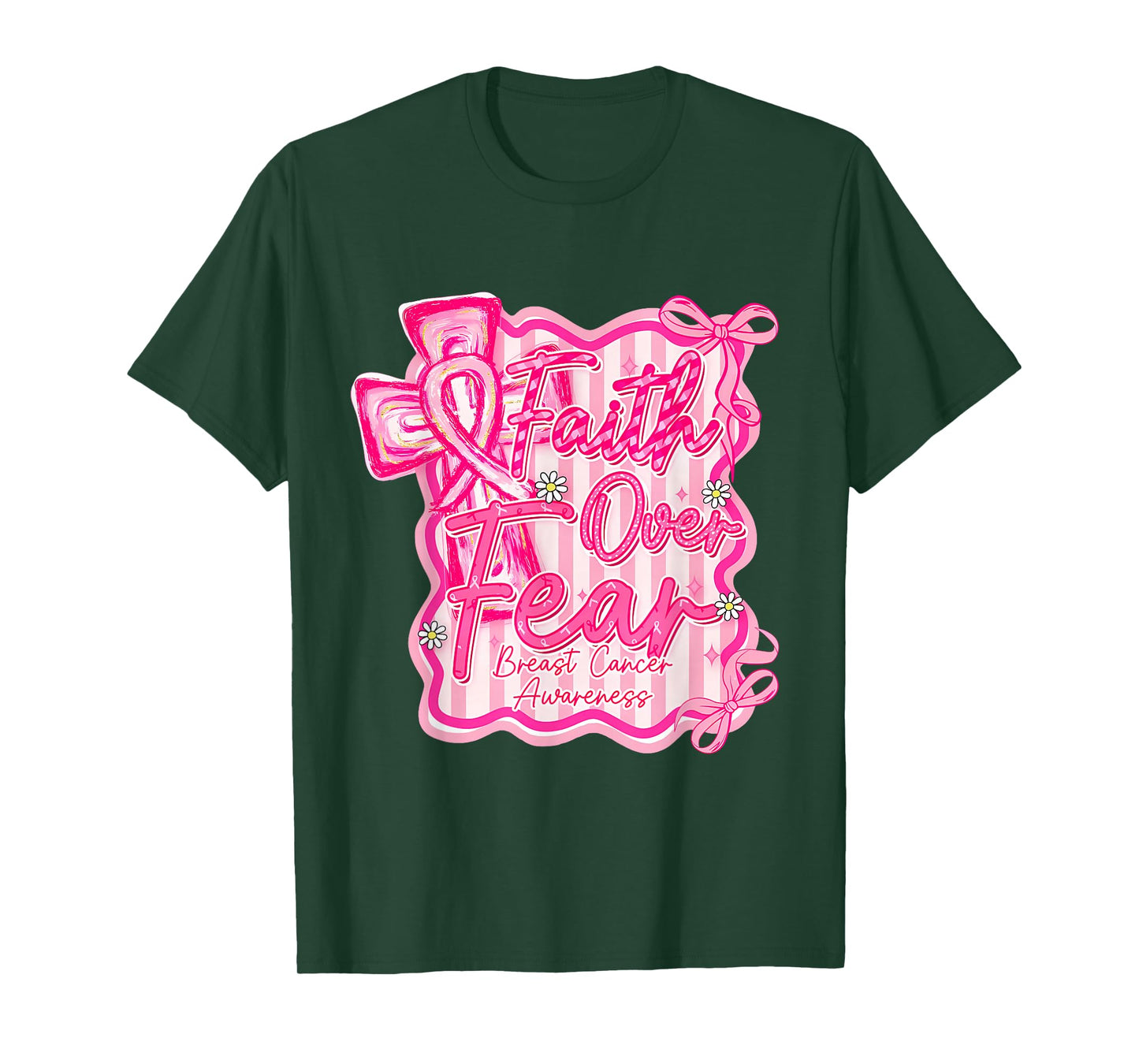 Awareness Faith Over Fear Breast Cancer Awareness Quote T-Shirt
