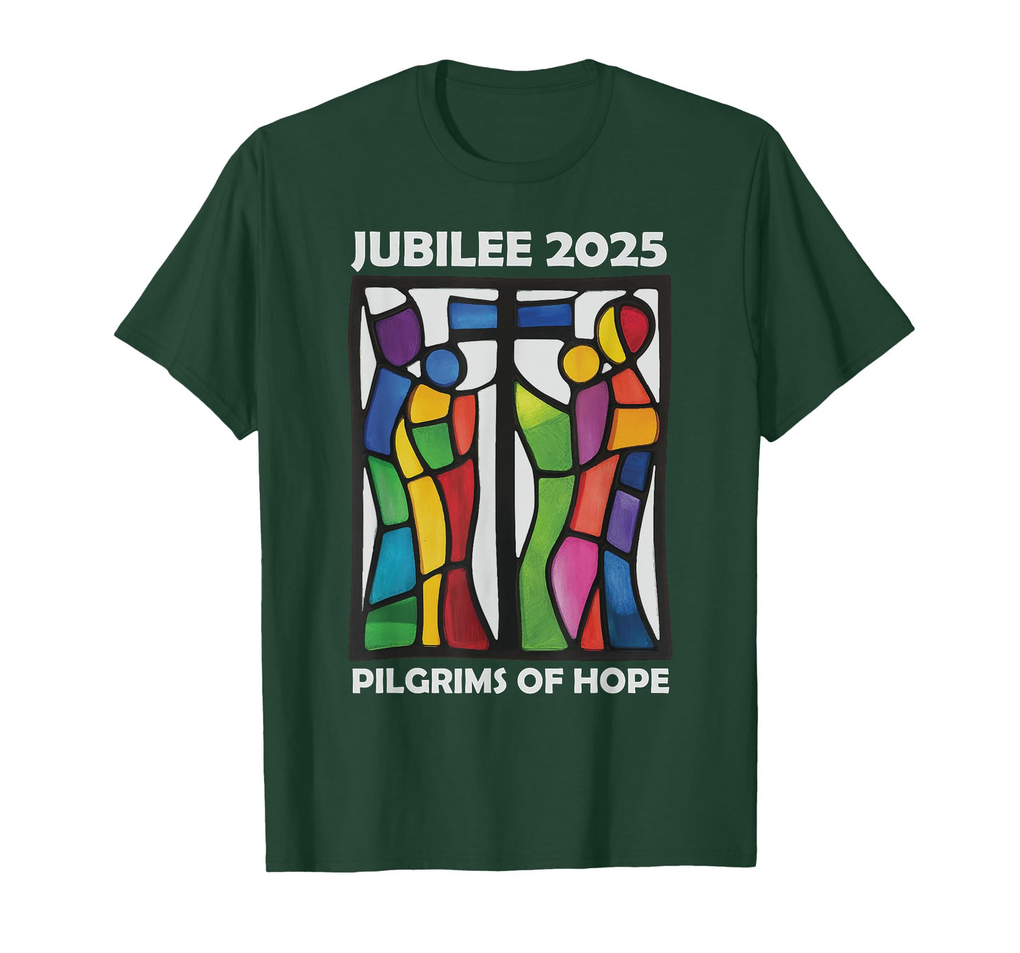 Catholic Jubilee 2025 Stained Glass Pilgrims Of Hope T-Shirt