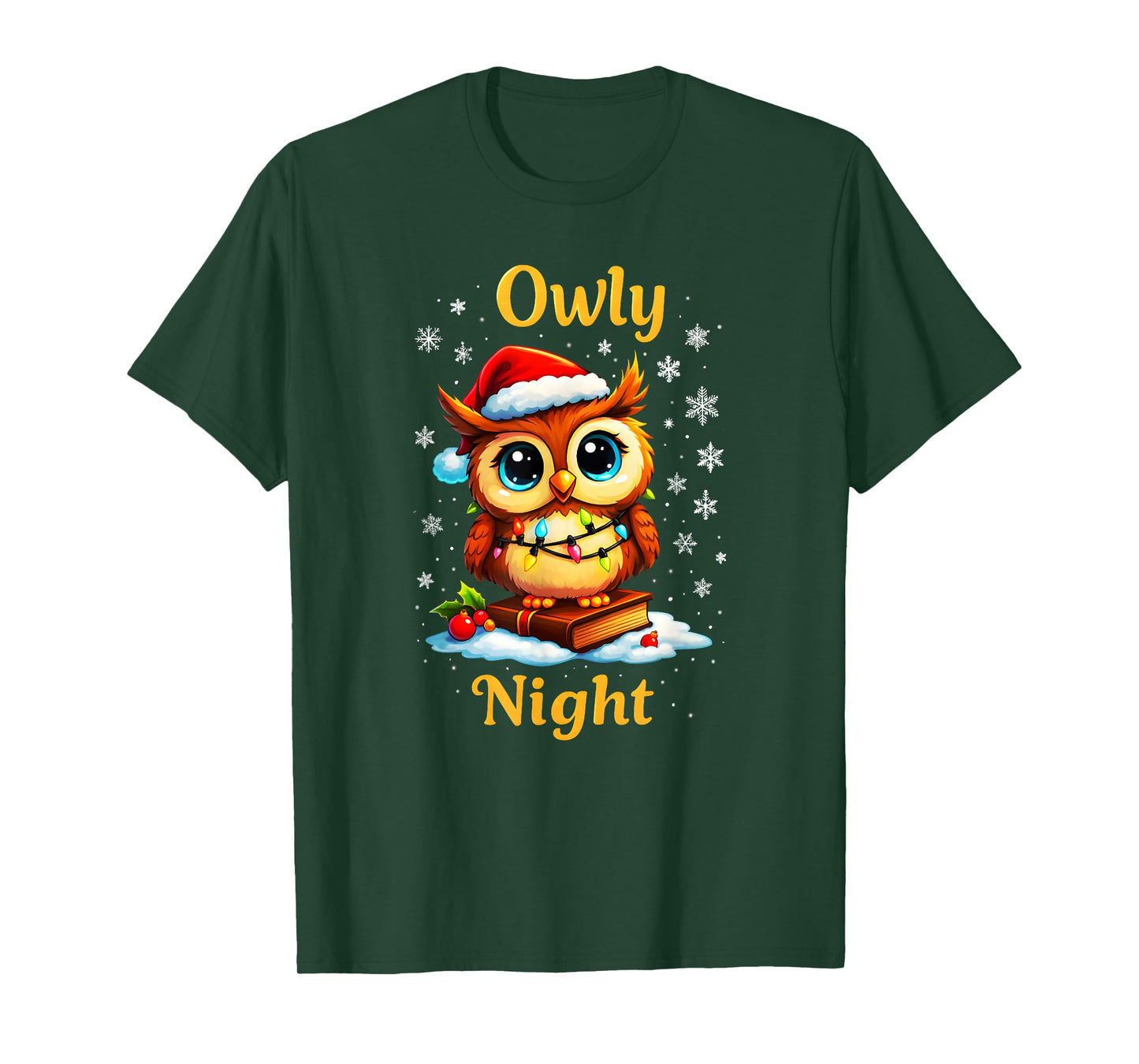Owly Night Christmas Owl Snowflakes Bible Christian Religion T-Shirt