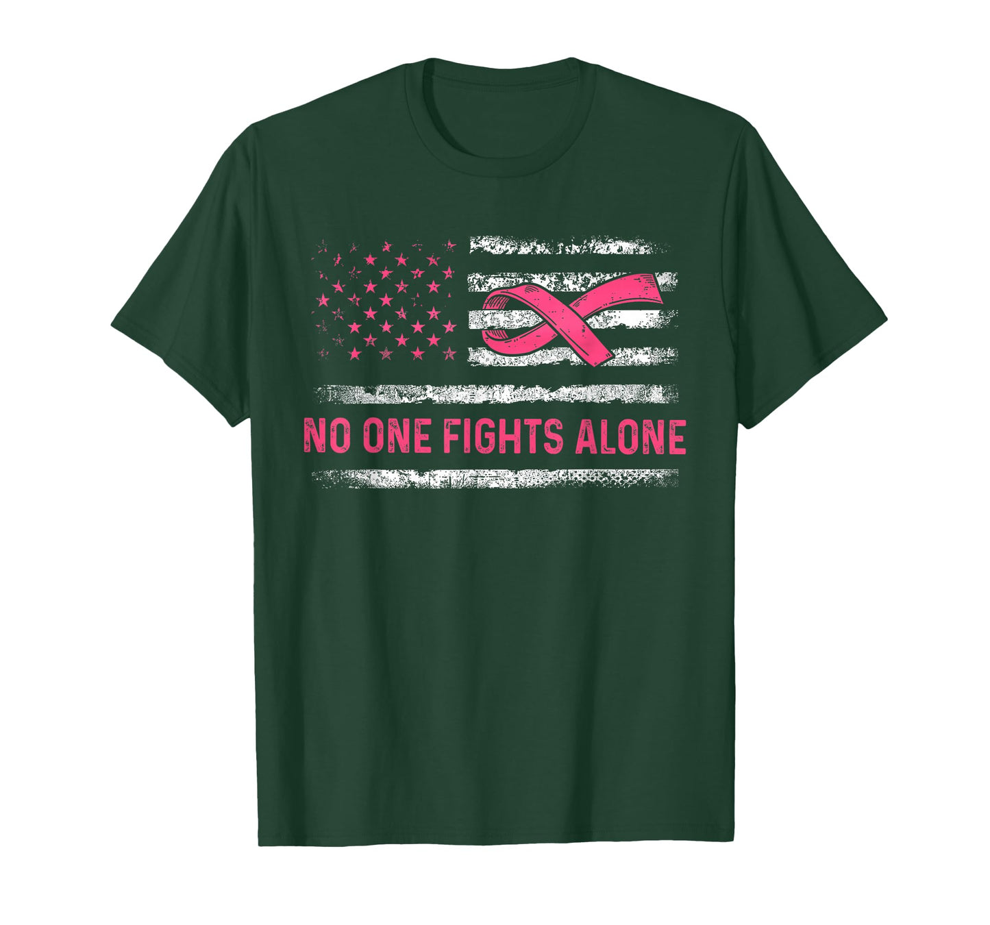 Alone American Flag Pink Ribbon T-Shirt