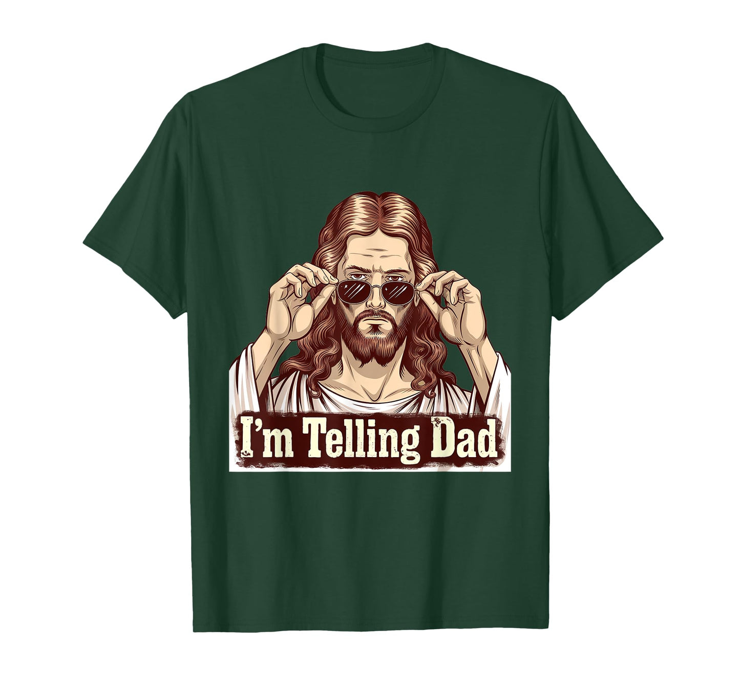 Funny I'm Telling Dad Retro Religious Christian Jesus T-Shirt