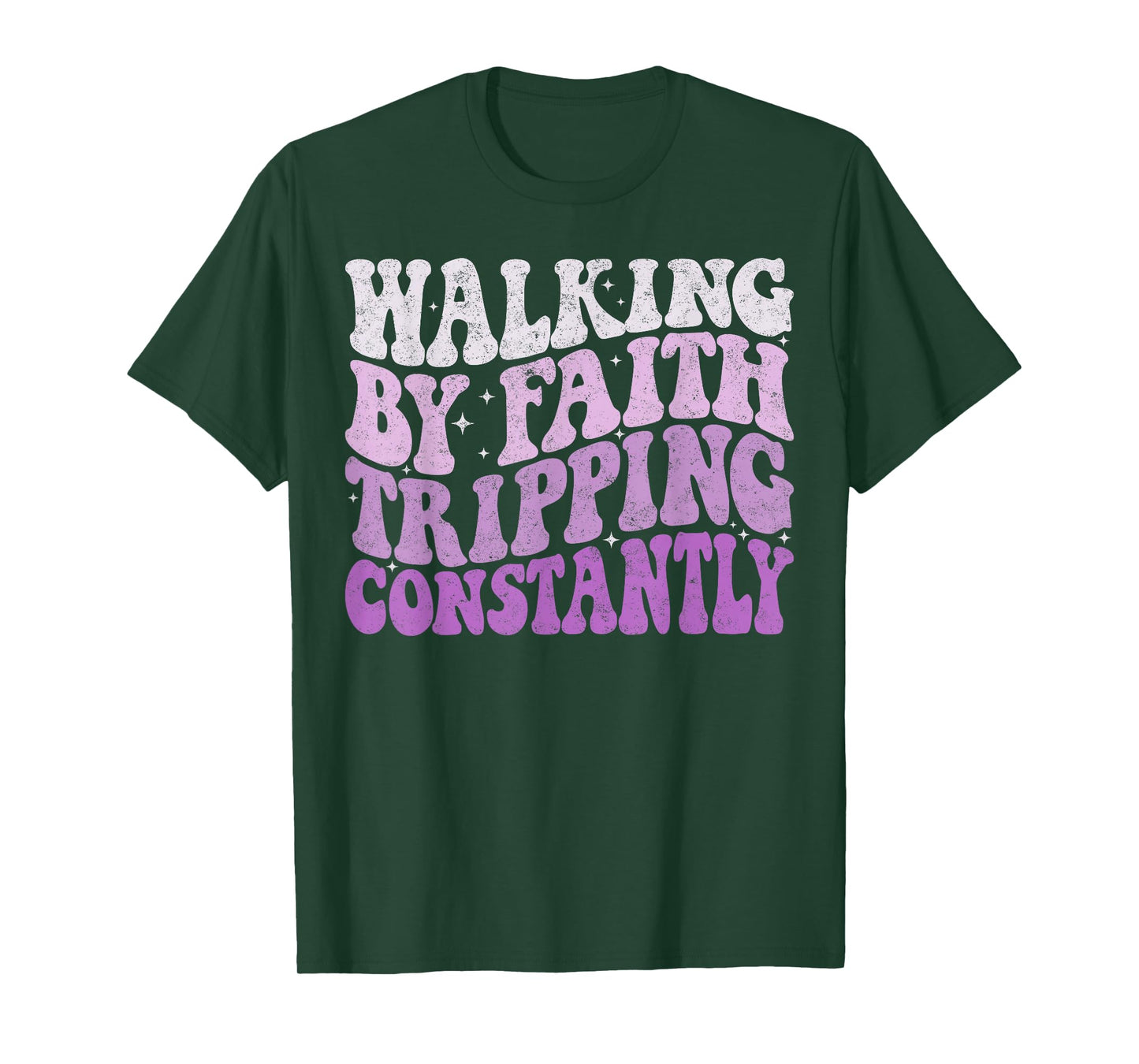Walking by Faith Tripping Constantly Groovy Jesus Christian T-Shirt