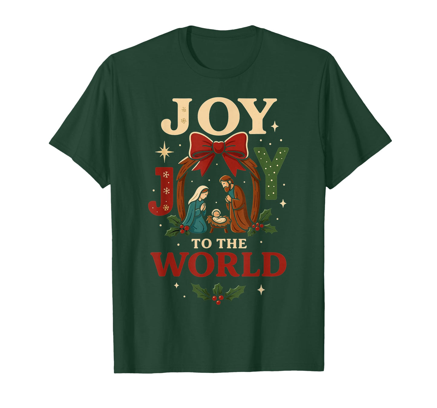 Faithful Christmas Joy to The World Nativity Scene T-Shirt