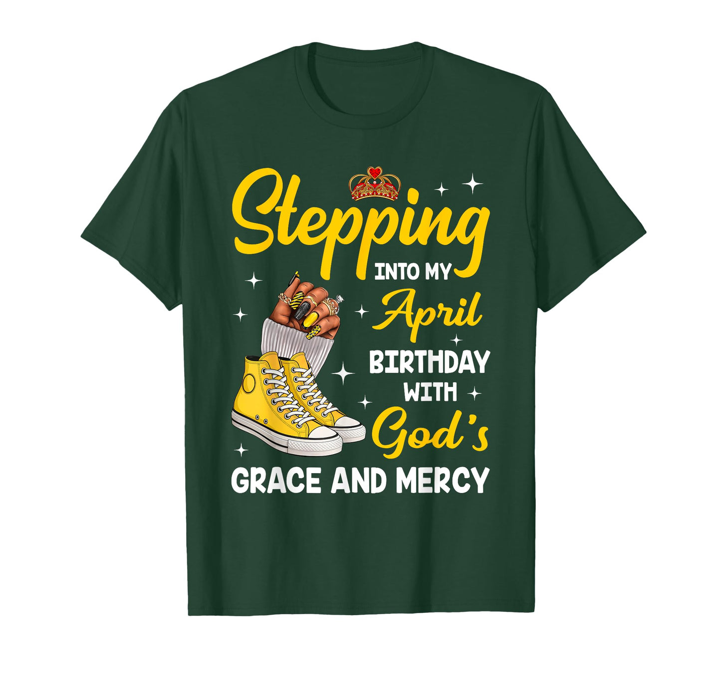 Stepping Into My April Birthday Queen Melanin Afro Woman T-Shirt