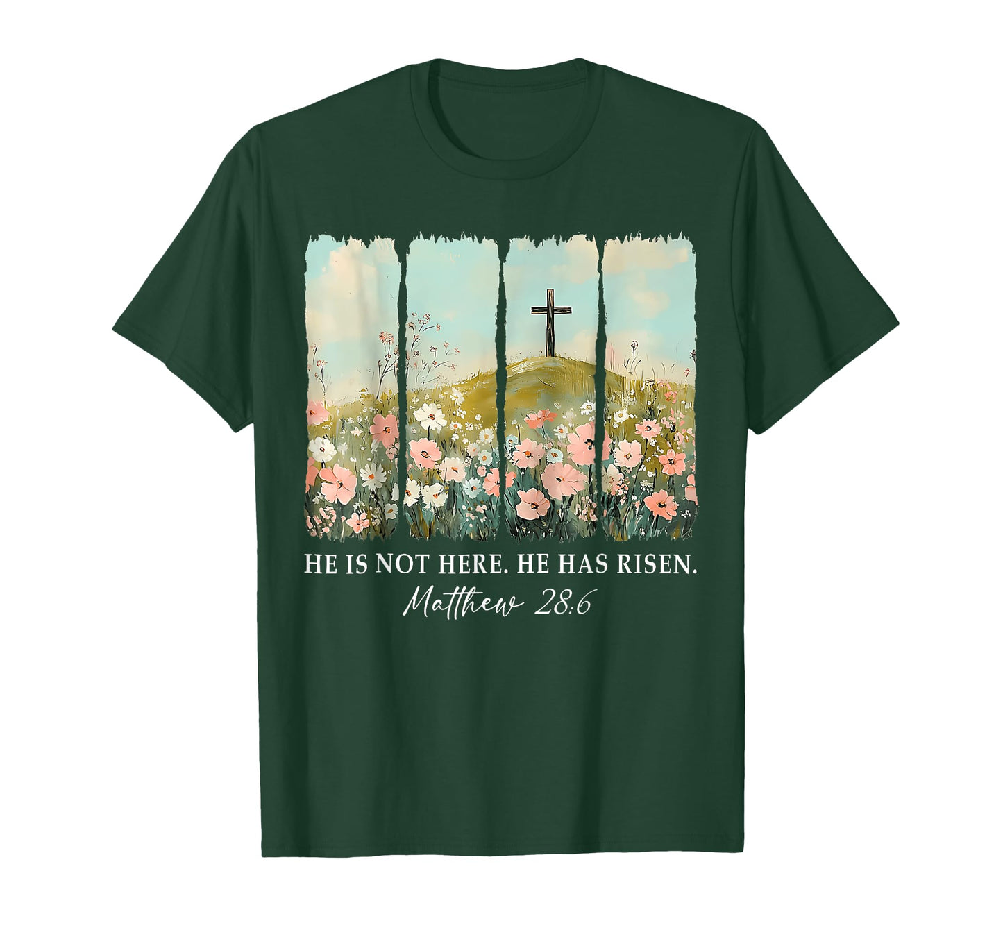 He is not here, He is Risen Wildflower Easter Christian T-Shirt