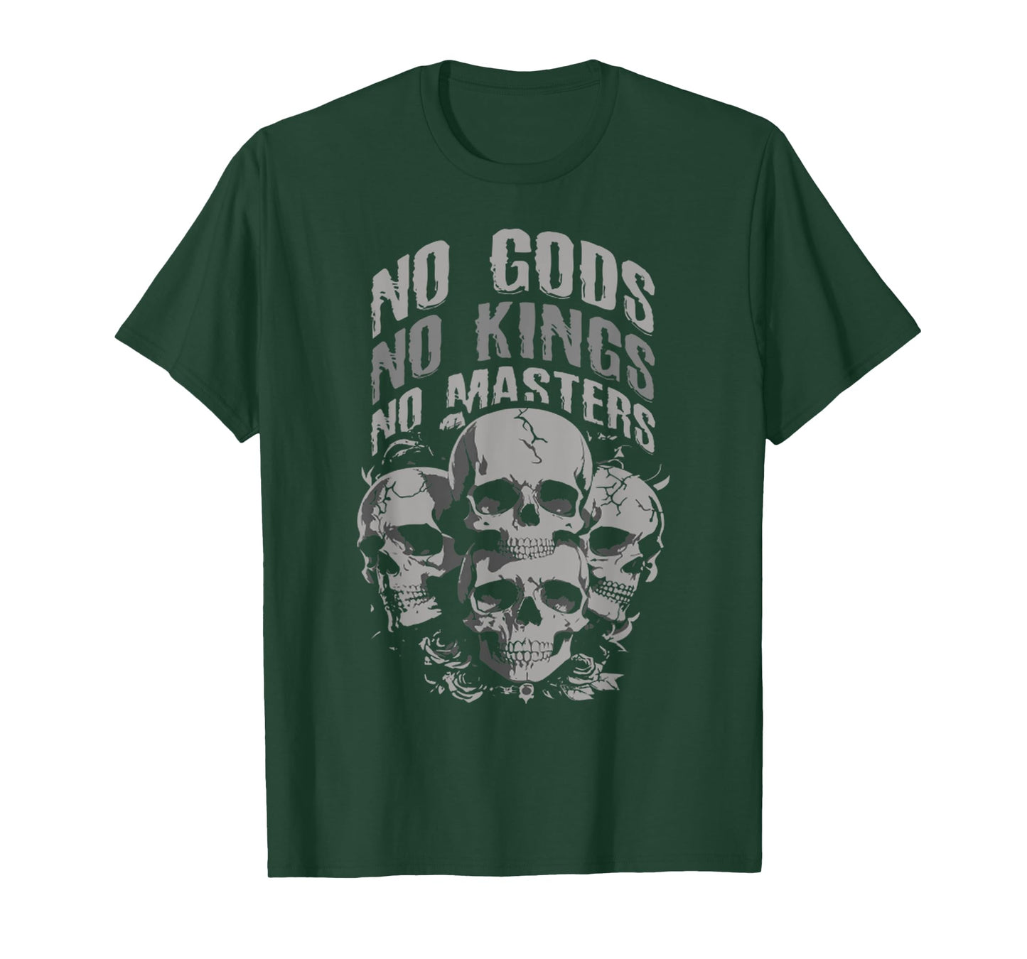 Funny Skull Design No Gods, No Kings, No Masters Tee T-Shirt