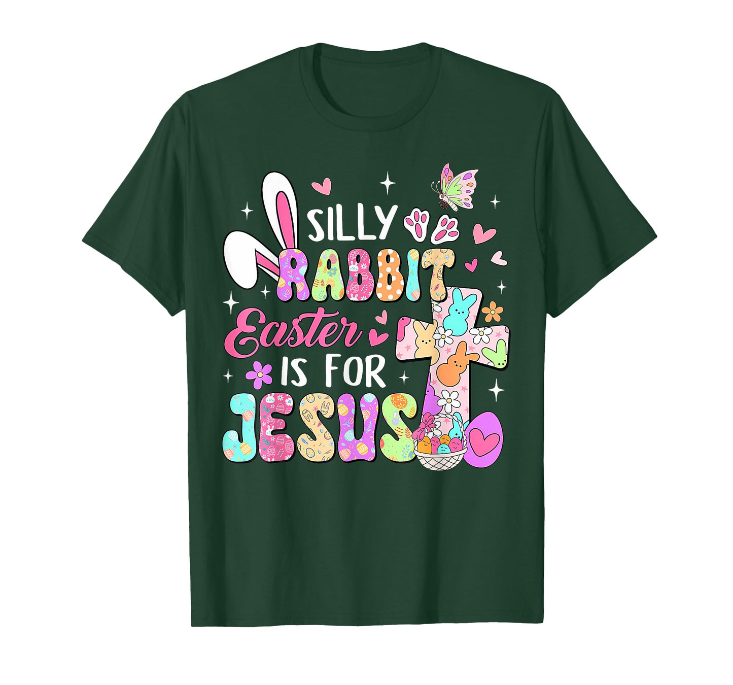 Silly Rabbit Easter Is For Jesus Cute Bunny Christian Faith T-Shirt