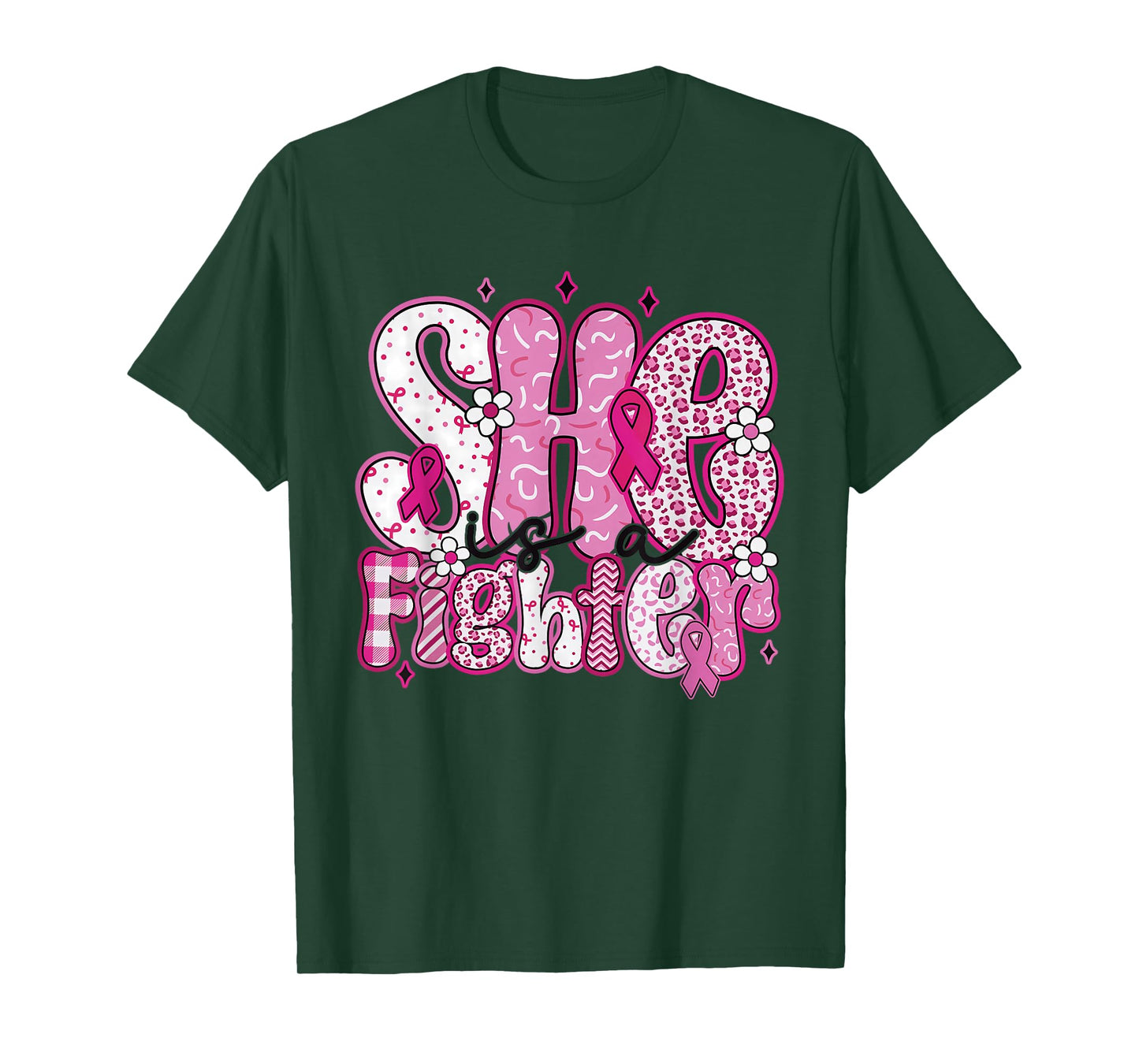 She is A Fighter Breast Cancer Wear Pink Warrior Christian T-Shirt