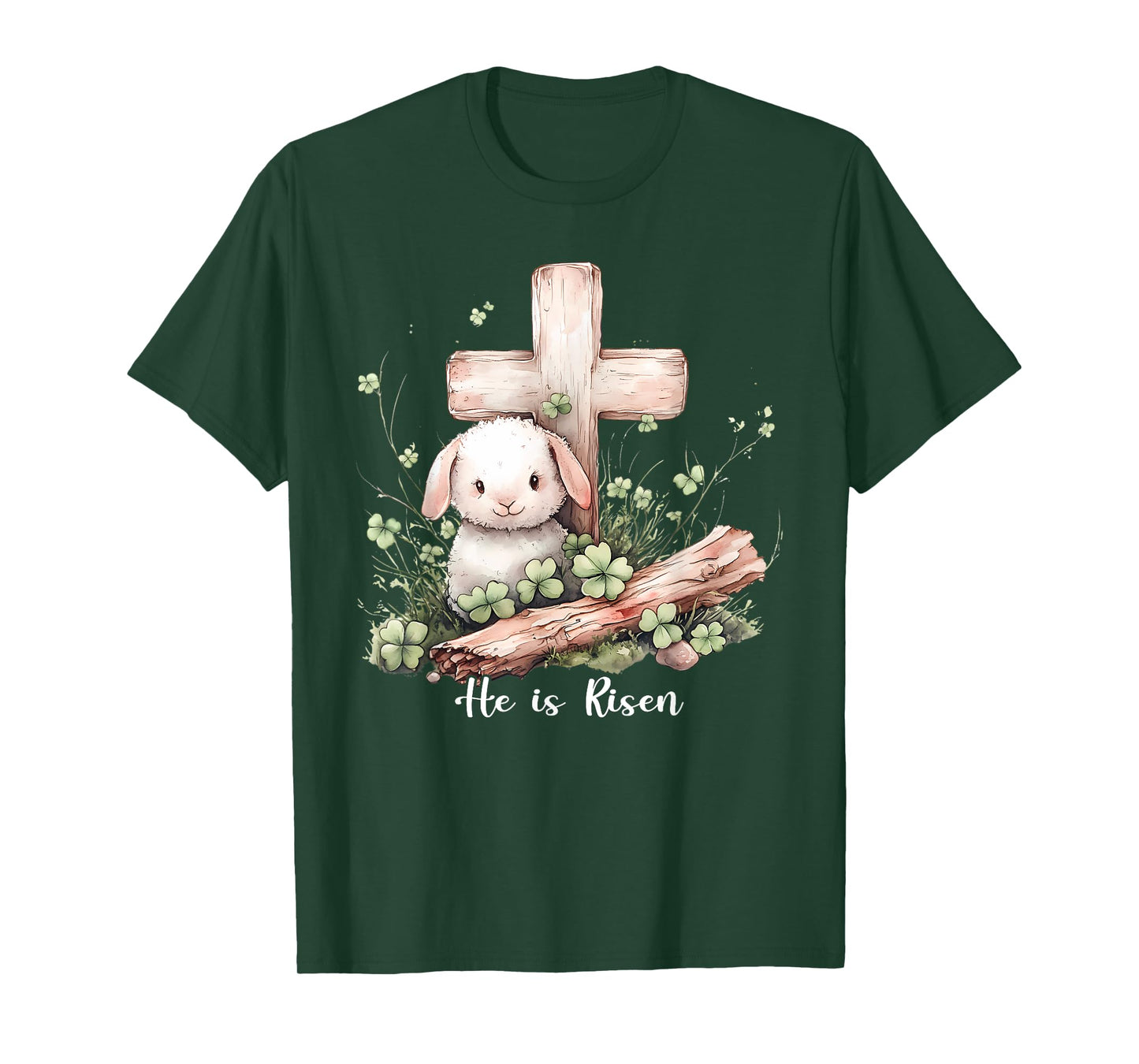 Jesus He Is Risen Cross Lamb Thorn Crown Easter T-Shirt