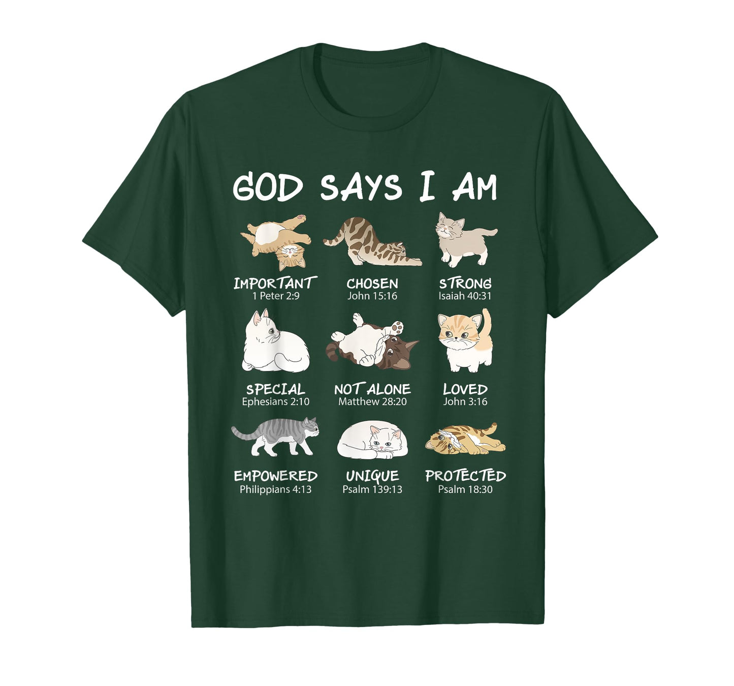 Funny Cat Girls Teens Kids God Says I Am Christian Cat Lover T-Shirt