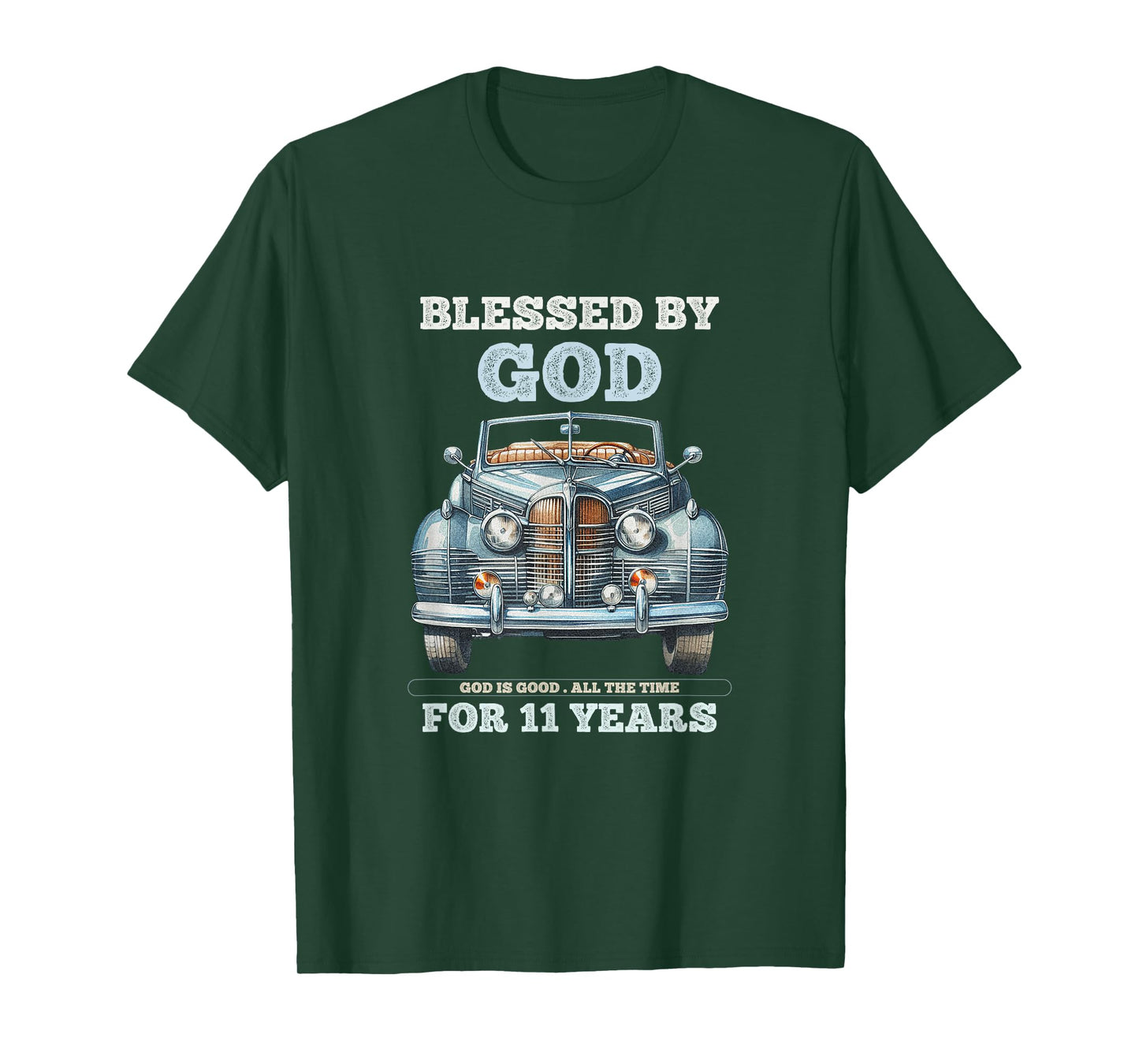 Blessed by God for 11 Year Old Vintage Car 11th Birthday Boy T-Shirt