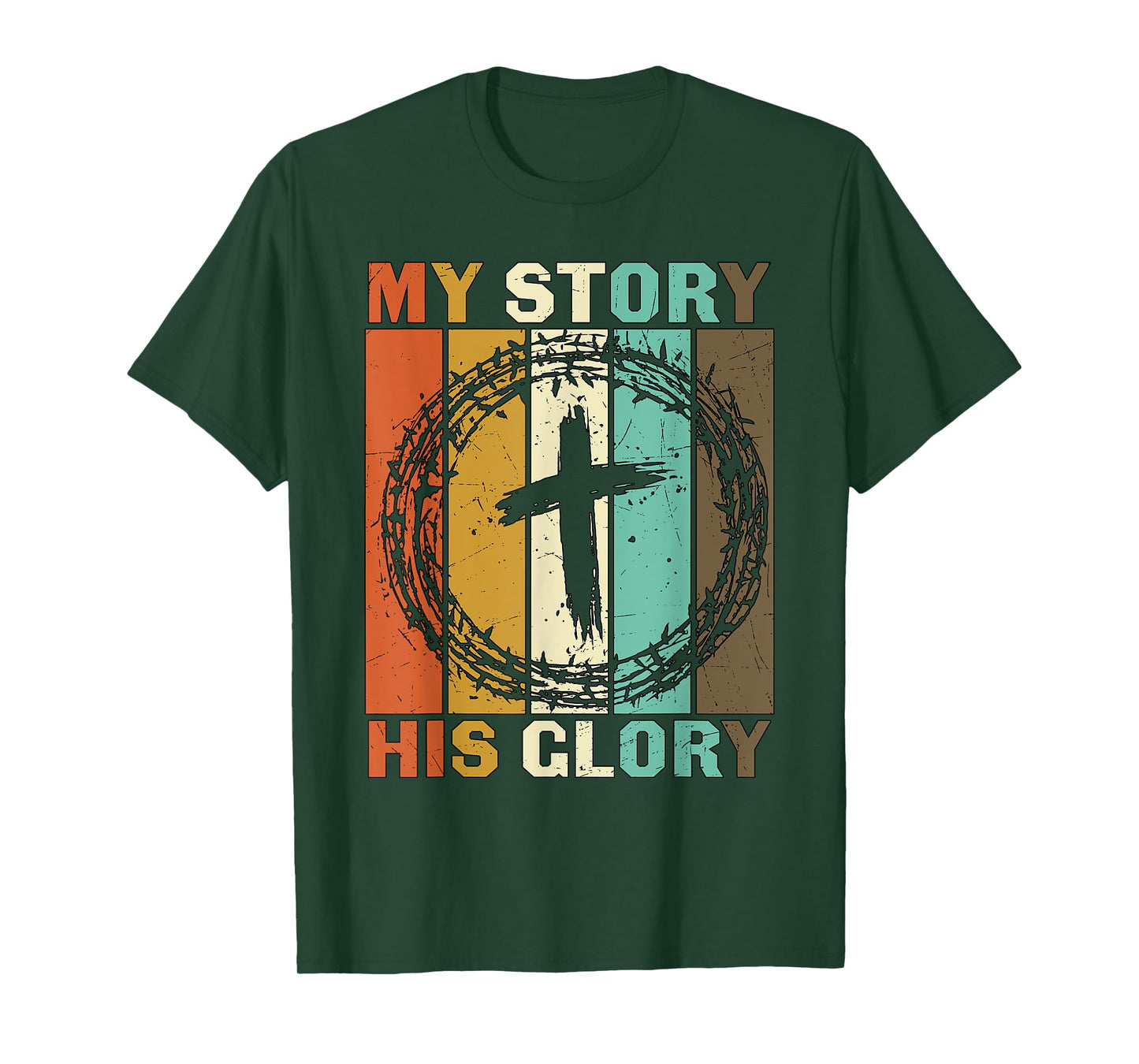 Vintage My Story His Glory Inspirational Christian Cross T-Shirt