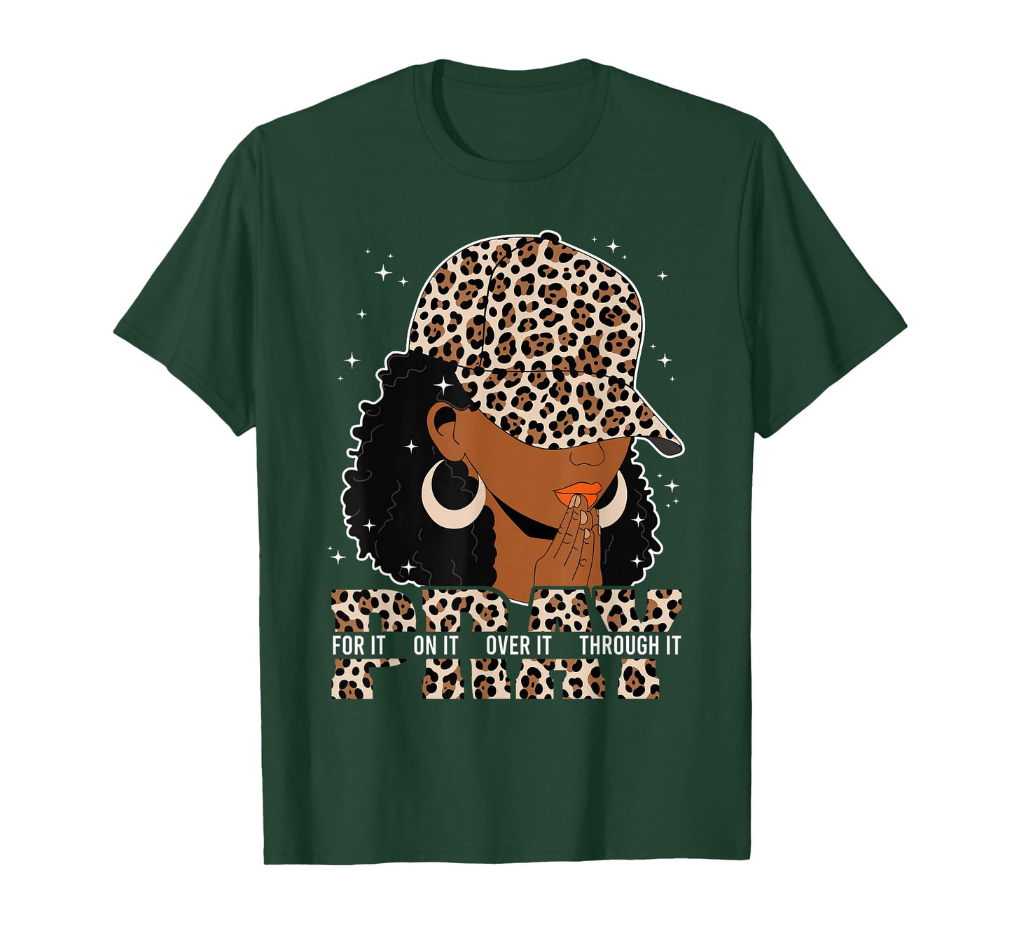 Pray On It Pray Over It Black Woman Afro Christian Sayings T-Shirt