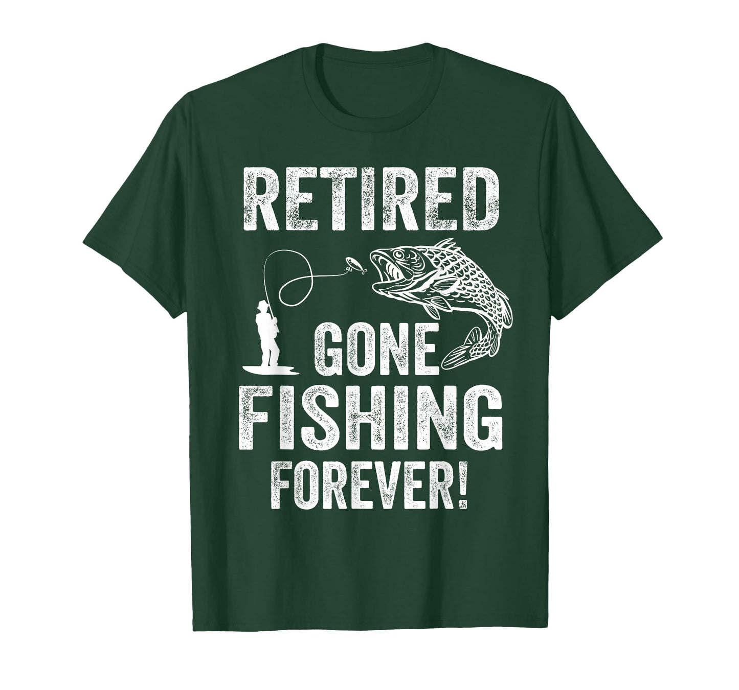 Humorous Retirement Gifts Fishing Quote Retired Gone Fishing Forever Retirement T-Shirt - Black, Small, Unisex, Short Sleeve, Crew Neck, Classic Fit, Polyester 100%, Distressed Modern Style, Imported