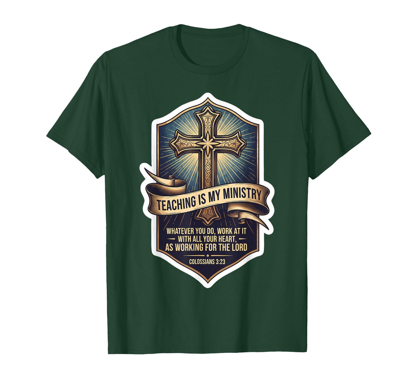 Christian Man Teacher Teaching is My Ministry Bible Quote T-Shirt