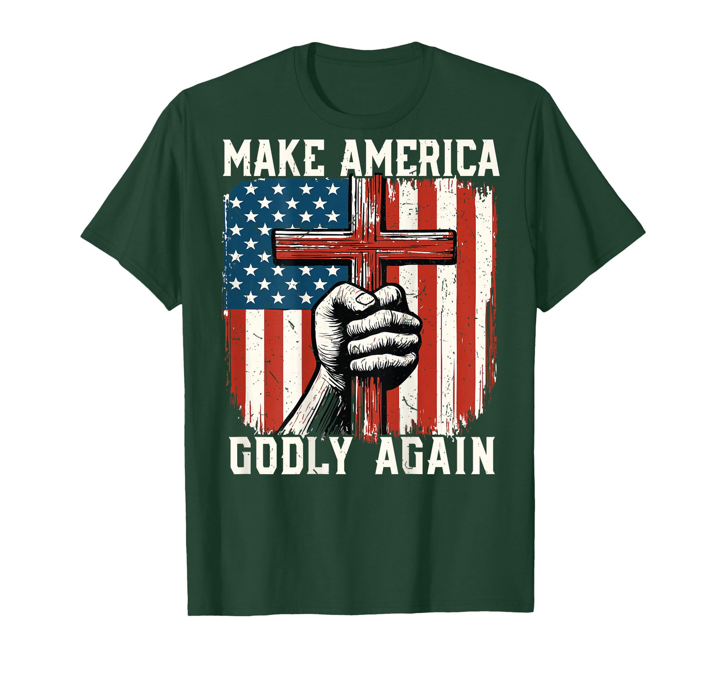 On-Back Patriotic Christian Make America Godly Again Jesus T-Shirt