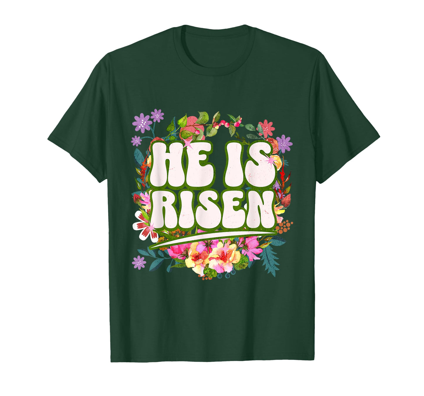 Retro Groovy Easter He Is Risen Christian Women Girls Kids T-Shirt