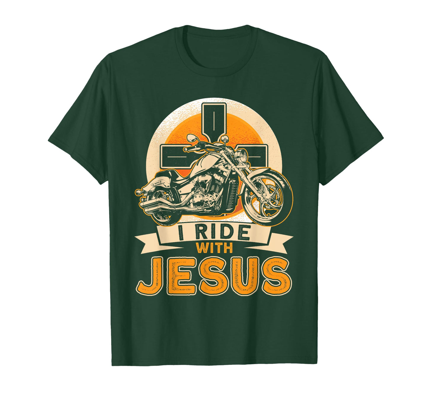 Christian Motorcycle Biker I Ride With Jesus Faith T-Shirt