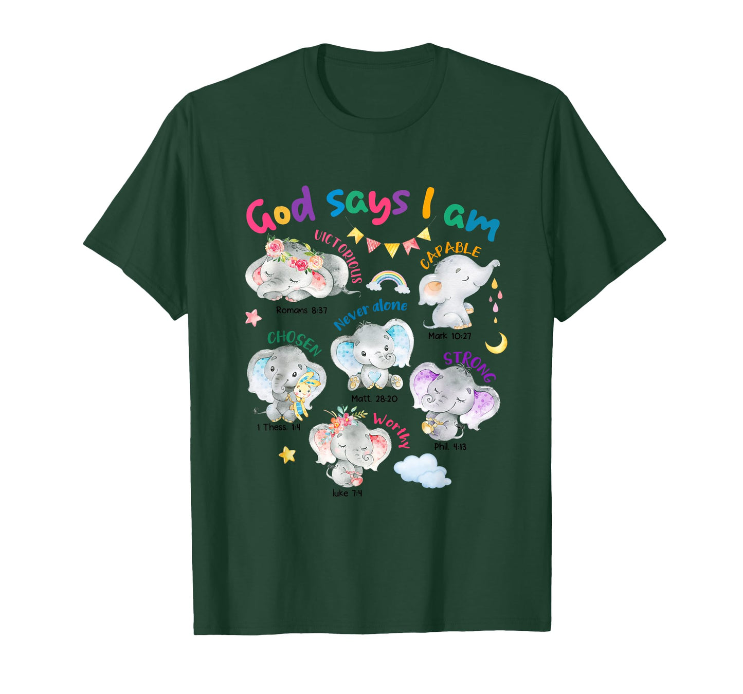 God Says I Am Cute Elephant Bible Verse Kids Toddler Girls T-Shirt