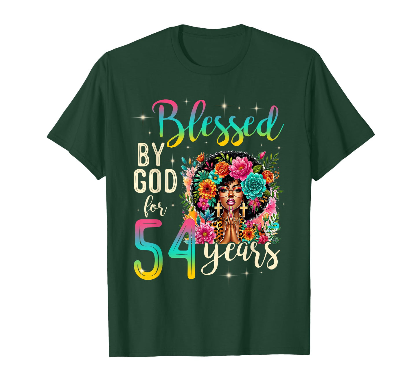 Black Girl Blessed by God for 54 Years Christian Birthday T-Shirt
