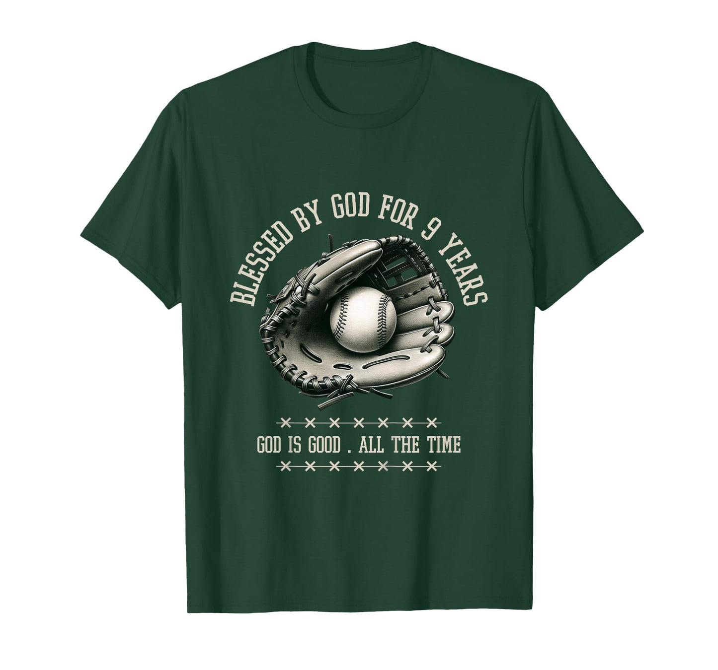 Kids Blessed by God for 9 Years Old Baseball 9th Birthday Gifts T-Shirt
