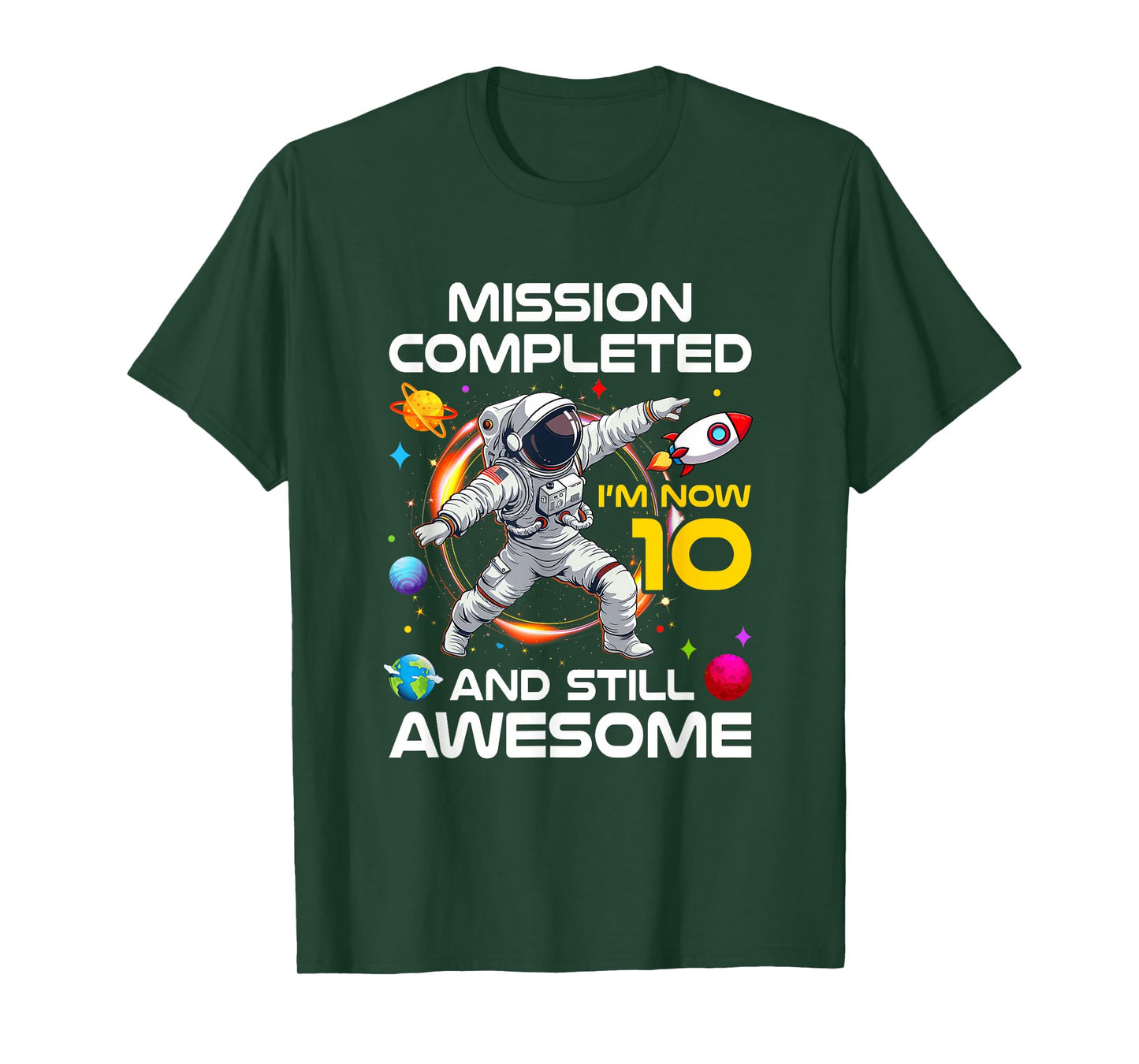 10Th Birthday Astronaut 10 Years Old Outer Space Birthday T-Shirt
