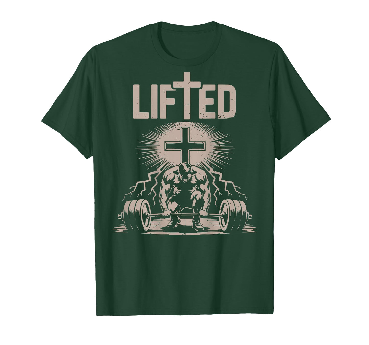 Lifted Funny Christian Workout Gym Jesus Weightlifting Cross T-Shirt