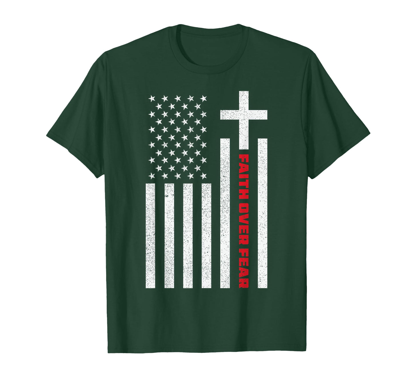 Faith Over Fear American Flag Christian Religious T-Shirt