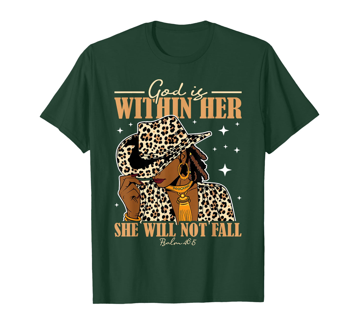 God Is Within Her She Will Not Fall Black Cowgirl Christian T-Shirt