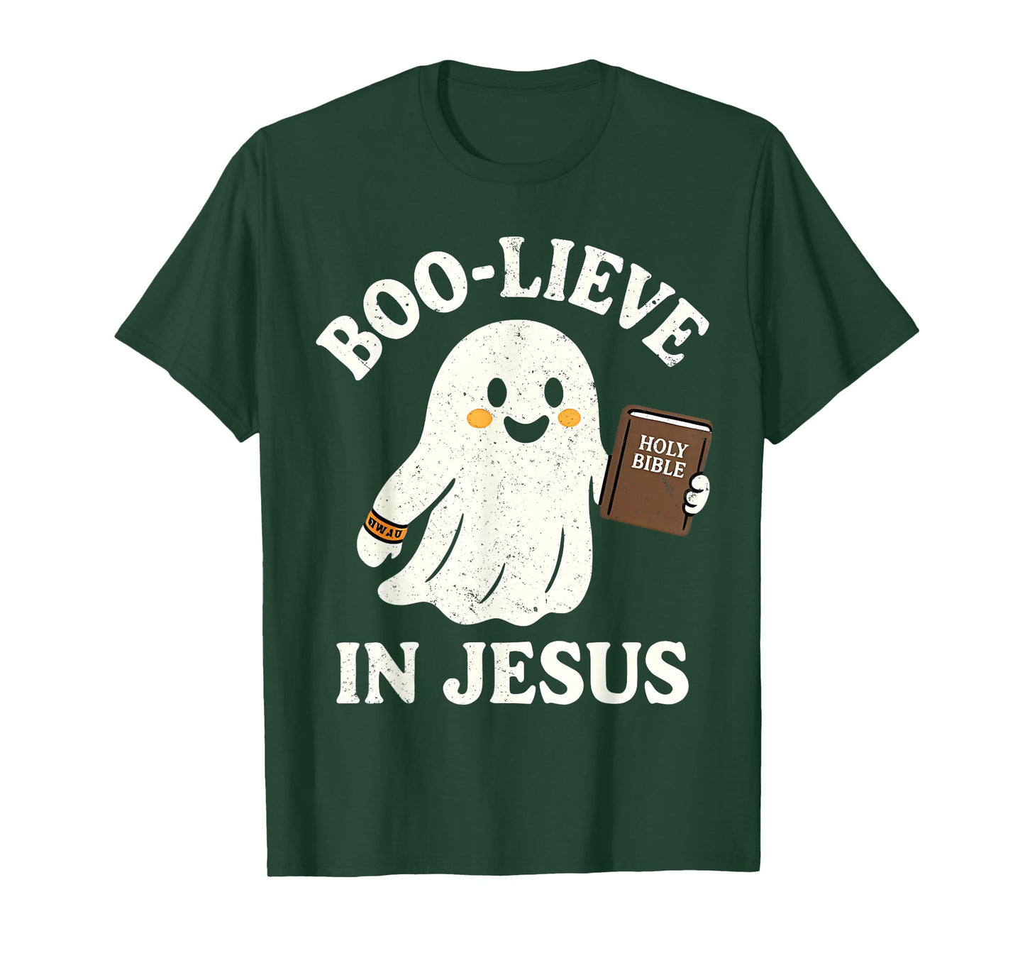Boo-Lieve in Jesus Funny Christian Ghost Reading Holy Bible T-Shirt