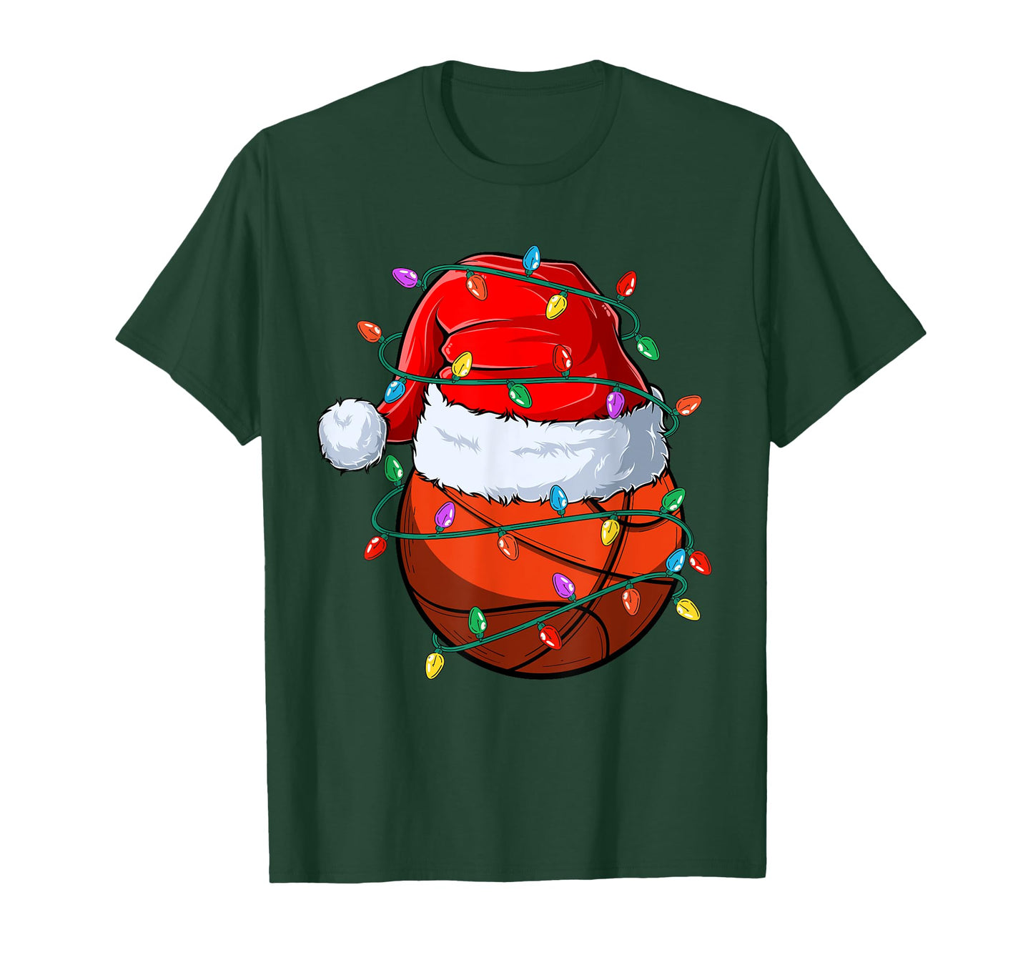 Christmas Basketball Xmas Santa Sports Hat Ball Kids Boy Men T-Shirt