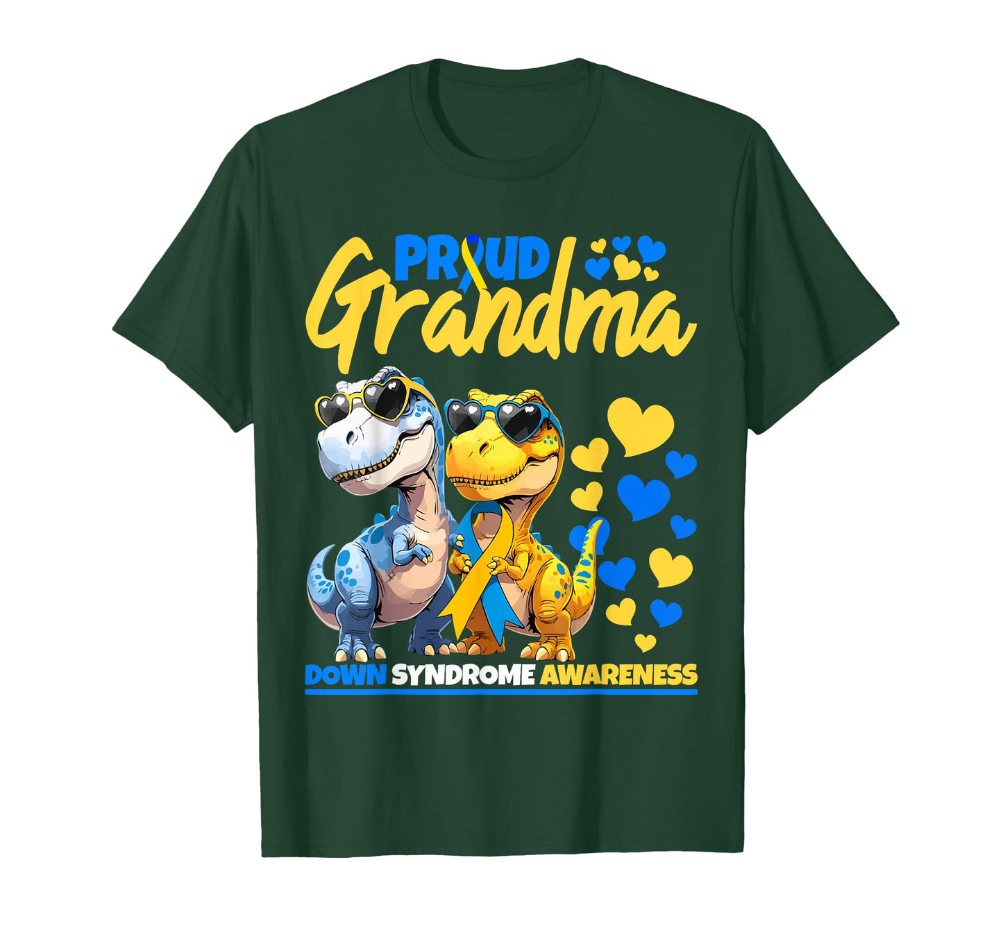 Proud Grandma World Down Syndrome Awareness Dinosaur T21 T-Shirt