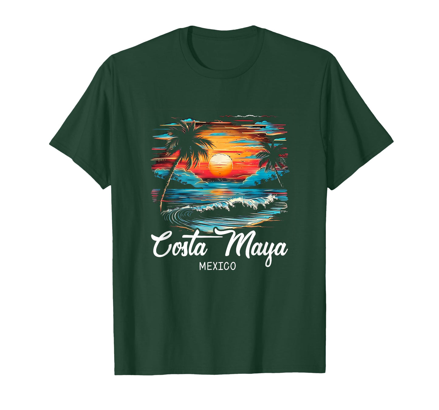 Family Vacation Retro Sunset Mexico Costa Maya T-Shirt