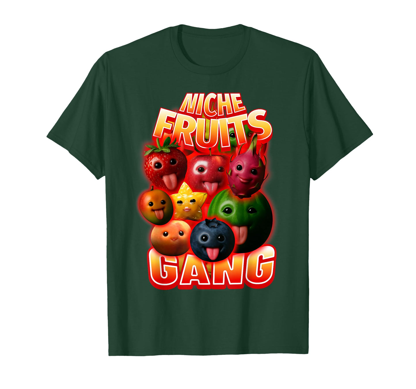 Funny Silly AI Fruits gen z Meme BrainRot Niche Fruits Gang T-Shirt