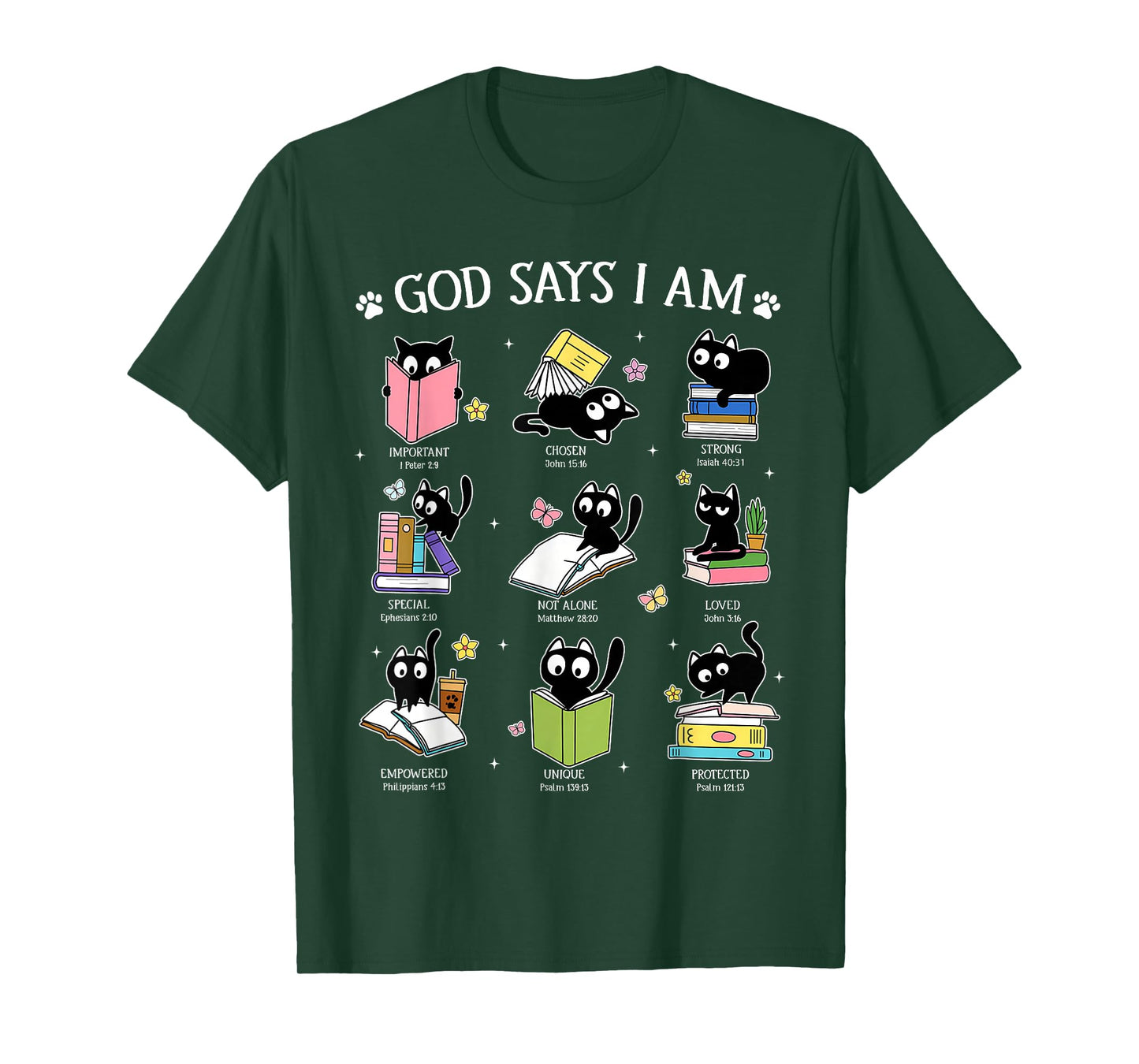 God Says I Am Cat Book Lover Christian Cute Jesus Girls Kids T-Shirt