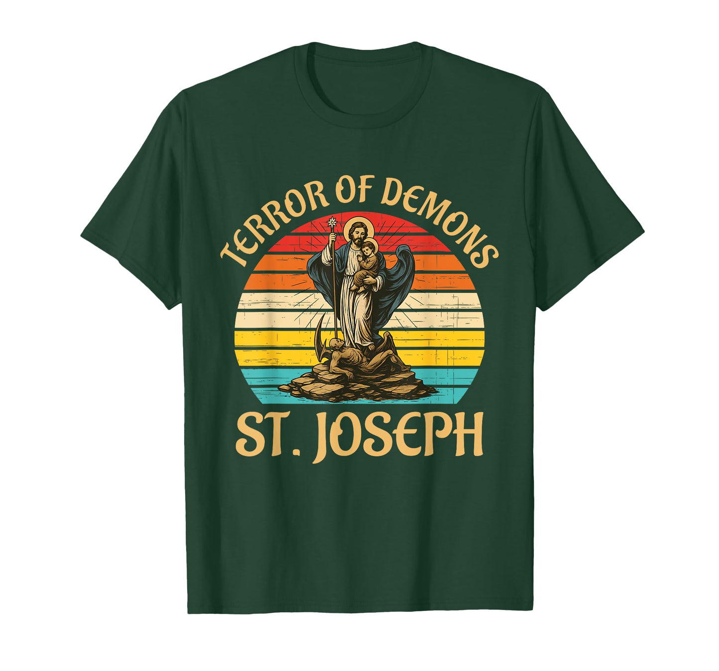 Terror Of Demons St. Joseph Christ Jesus Vintage Design T-Shirt