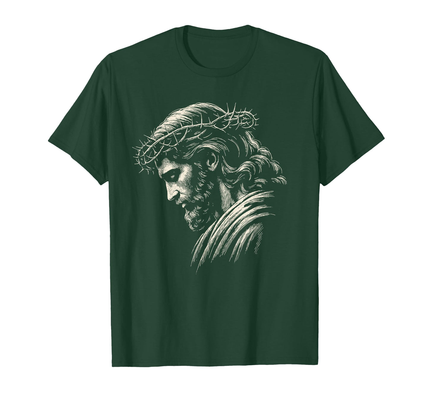 Retro Jesus Christ Face with Crown of Thorns God Bible T-Shirt