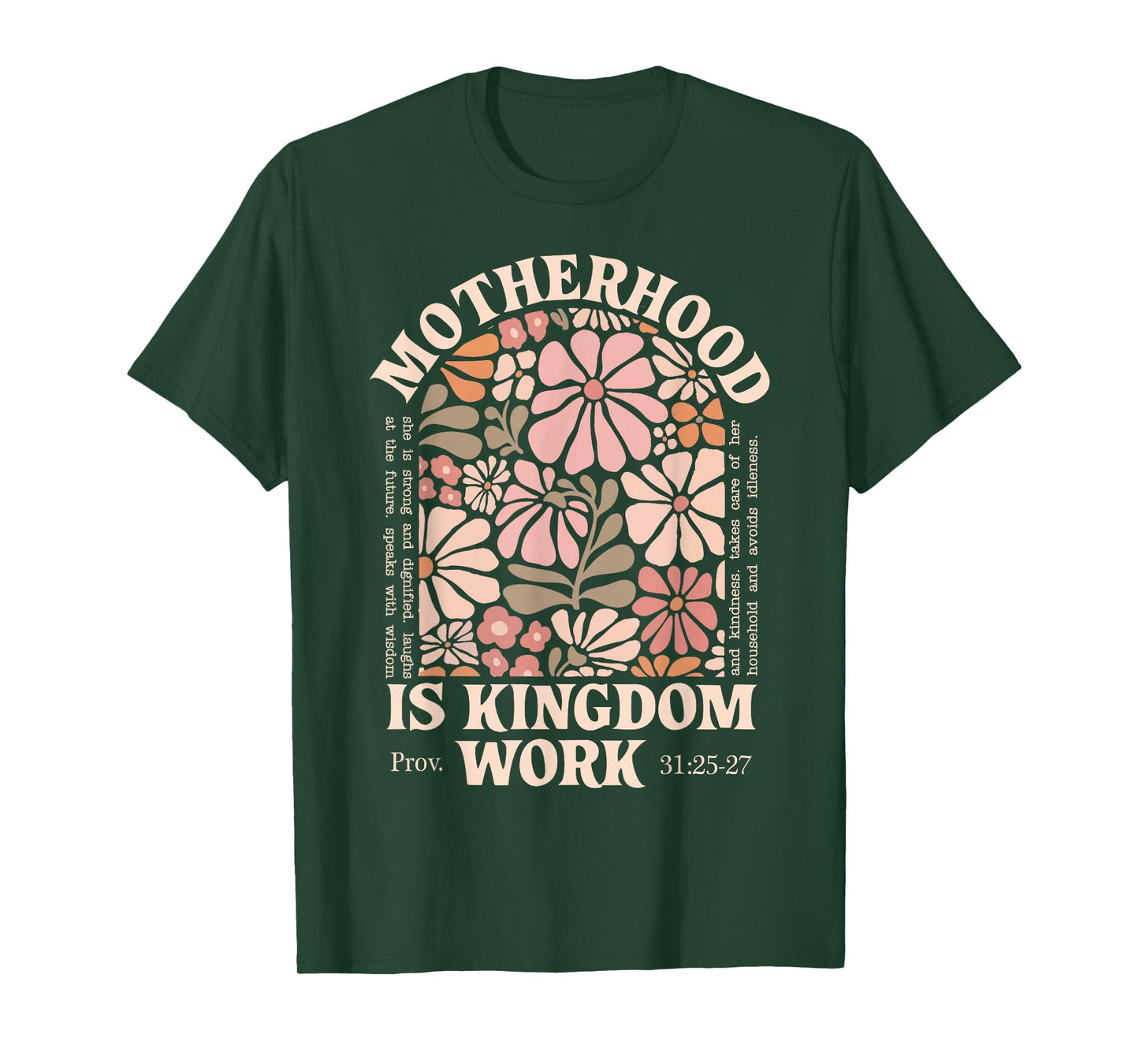 Floral Vintage Motherhood is Kingdom Work Mama Mothers Day T-Shirt