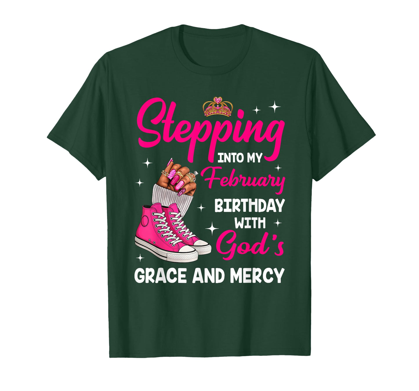 Stepping Into My February Birthday Afro Woman Melanin Queen T-Shirt