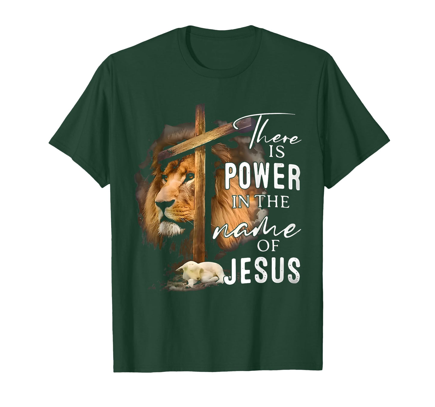 There is Power in the Name Jesus Faith Lion Christian Christ T-Shirt
