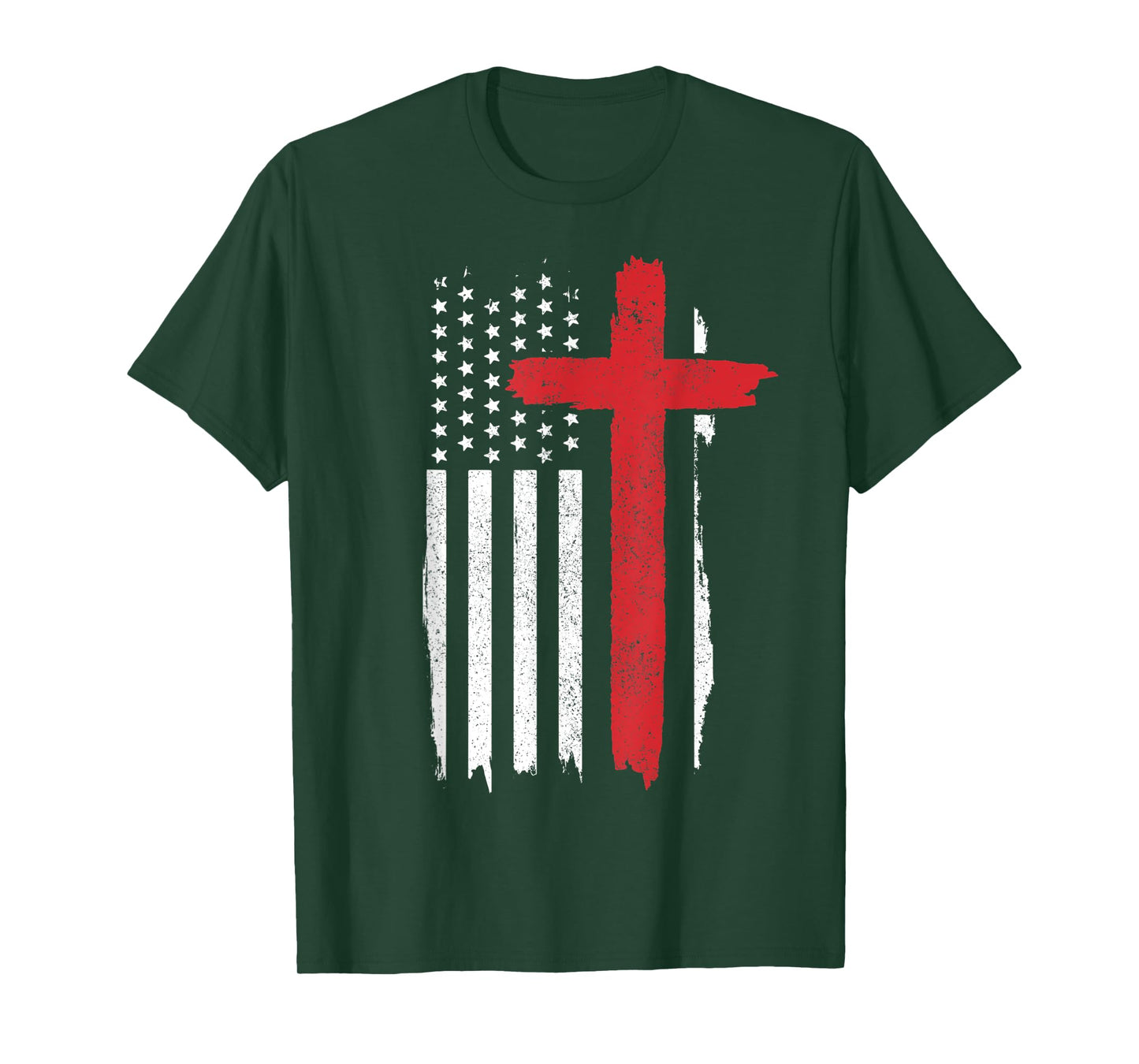 Patriotic Christian American Flag Cross Jesus Religious T-Shirt for Women Men