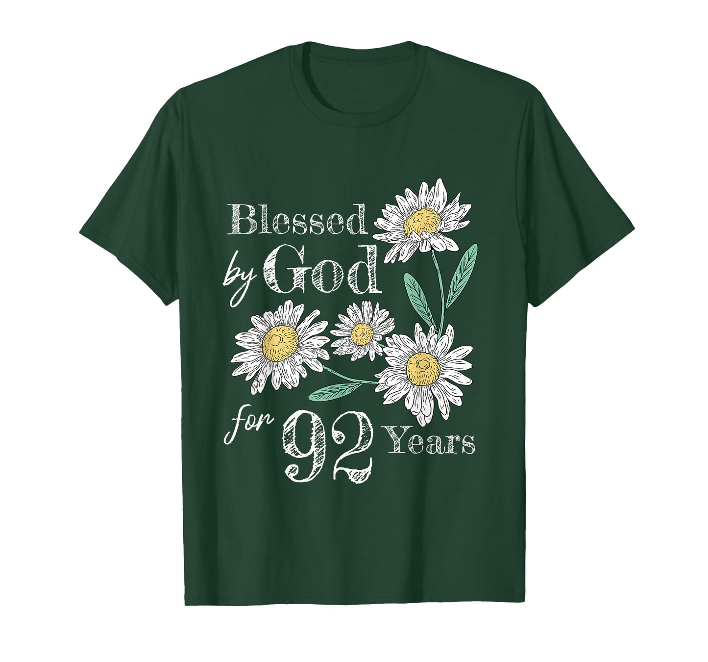 92nd Birthday Flower Decor Blessed By God For 92 Years Old T-Shirt