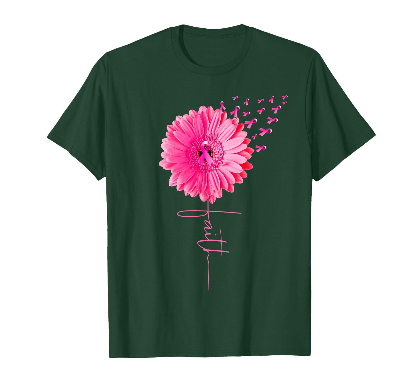 Pink Ribbon Daisy Faith Breast Cancer Awareness Month T-Shirt