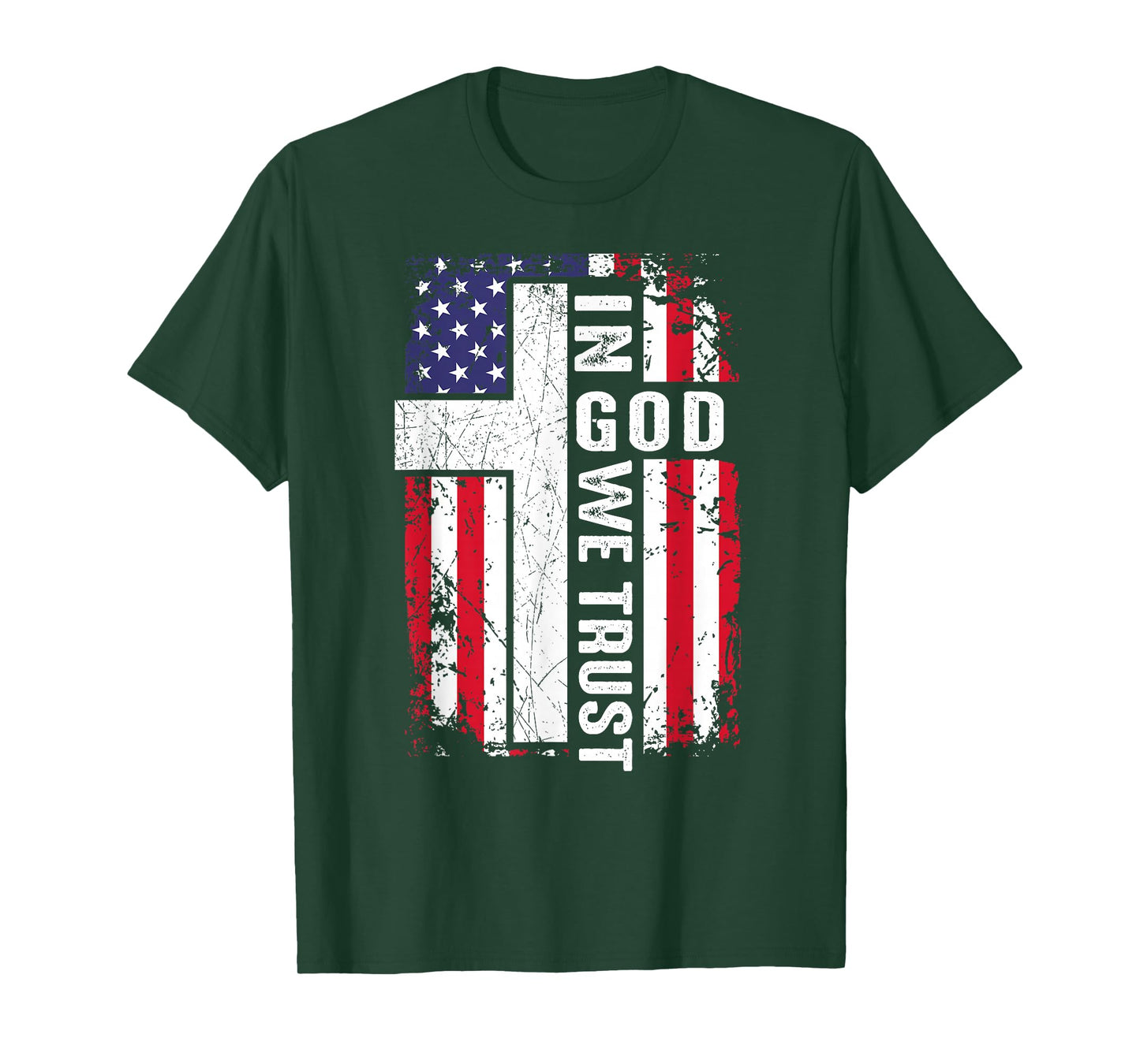 Mens In God We Trust American Flag Christian Patriotic Faith T-Shirt