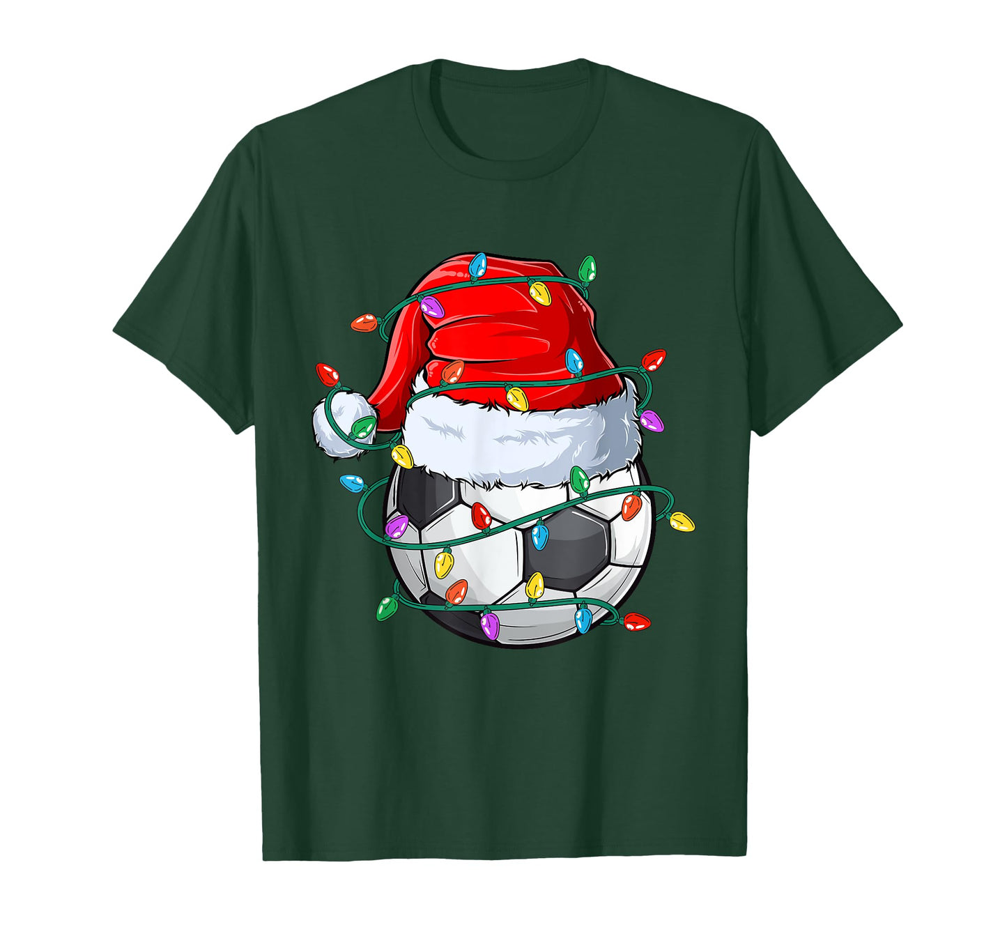 Christmas Soccer Xmas Santa Sports Hat Ball Kids Boys Men T-Shirt
